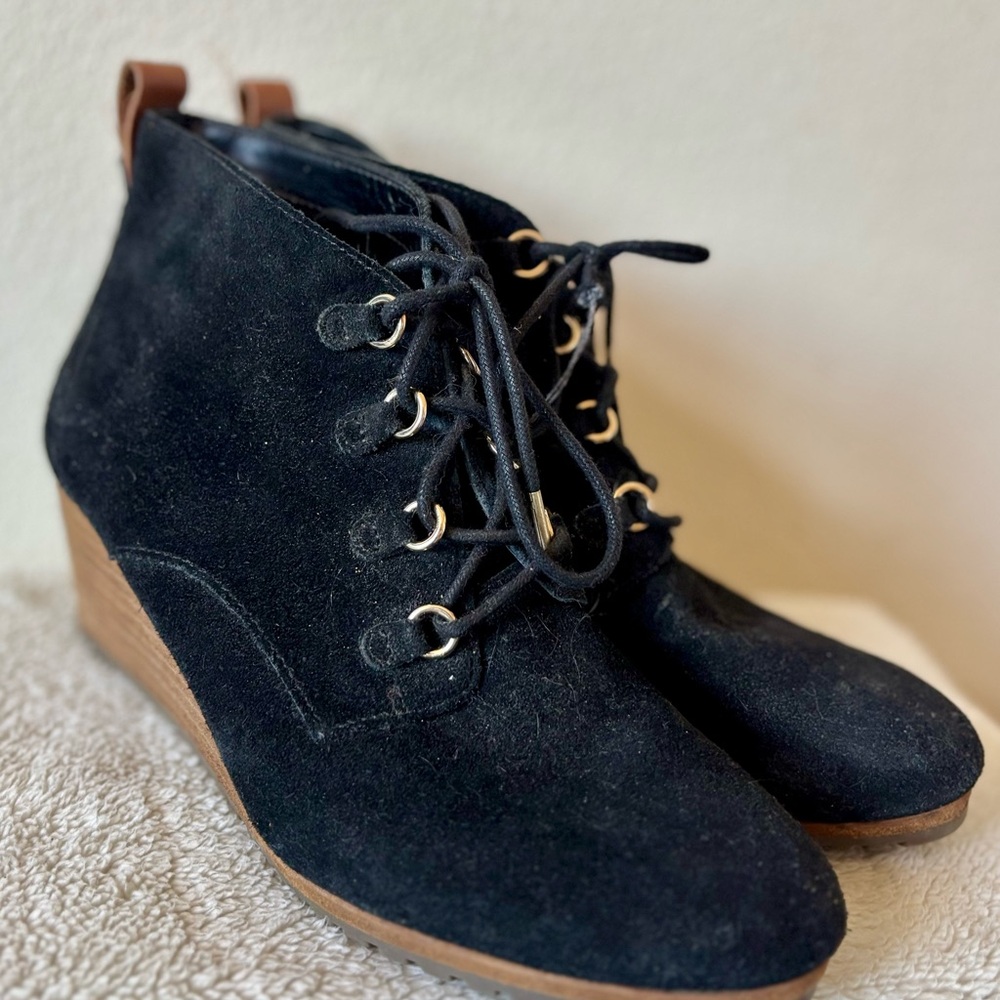 Black Suede Lace-Up Ankle Boots